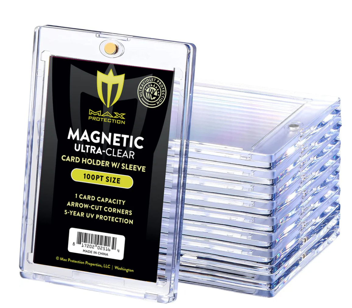 Max Pro/Cardboard Gold Ultra Clear Magnetic Card Holder 35pt - 180pt Holds Penny Sleeve (Sleeves Not Included)