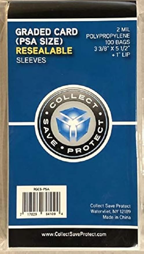 CSP PSA Sized Graded Card Sleeves Resealable Bag - 2 Mil - 100 Bags PSA Slab / One Touch Magnetic Holder