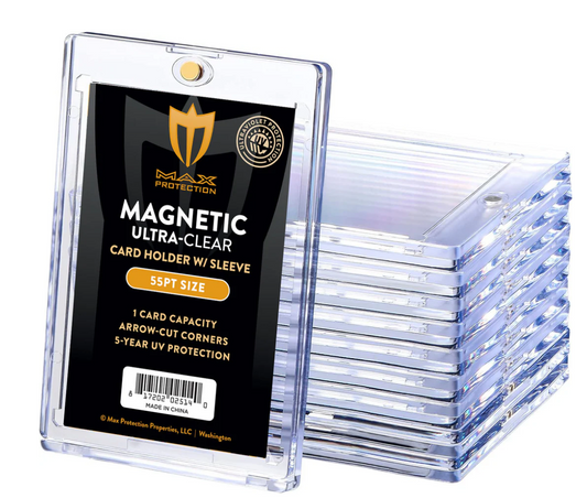 Max Pro/Cardboard Gold Ultra Clear Magnetic Card Holder 35pt - 180pt Holds Penny Sleeve (Sleeves Not Included)