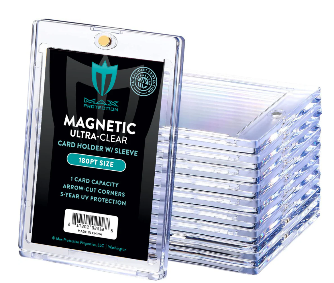 Max Pro/Cardboard Gold Ultra Clear Magnetic Card Holder 35pt - 180pt Holds Penny Sleeve (Sleeves Not Included)